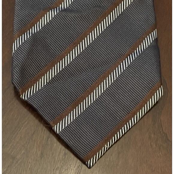 Westbury Gray Brown Repp 100% Silk Men’a Neck Tie Made In Germany - Picture 1 of 9